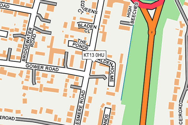 KT13 0HU map - OS OpenMap – Local (Ordnance Survey)