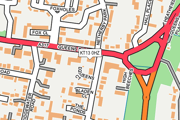 KT13 0HZ map - OS OpenMap – Local (Ordnance Survey)