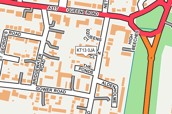 KT13 0JA map - OS OpenMap – Local (Ordnance Survey)