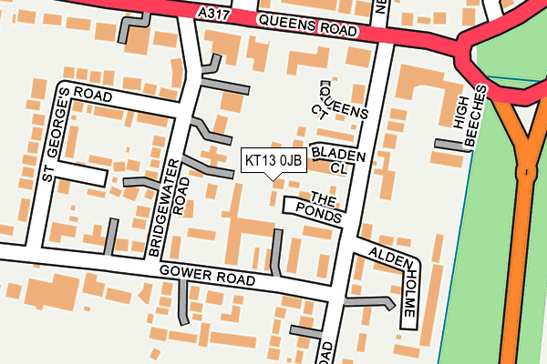 KT13 0JB map - OS OpenMap – Local (Ordnance Survey)