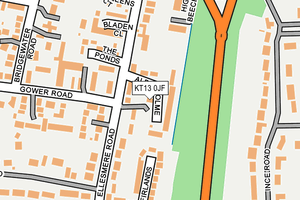 KT13 0JF map - OS OpenMap – Local (Ordnance Survey)