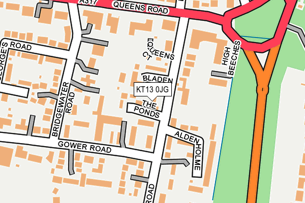 KT13 0JG map - OS OpenMap – Local (Ordnance Survey)