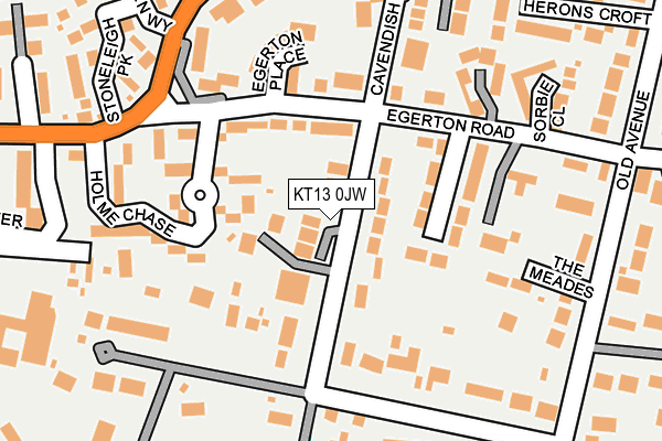 KT13 0JW map - OS OpenMap – Local (Ordnance Survey)
