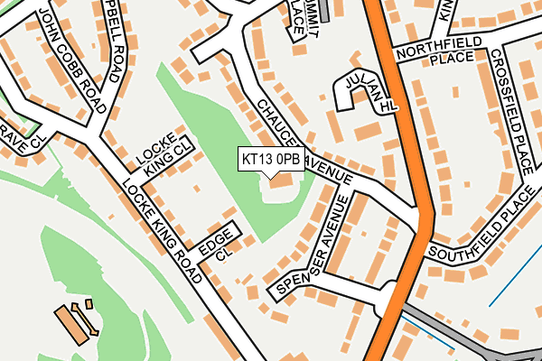 KT13 0PB map - OS OpenMap – Local (Ordnance Survey)