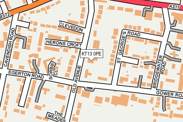 KT13 0PE map - OS OpenMap – Local (Ordnance Survey)