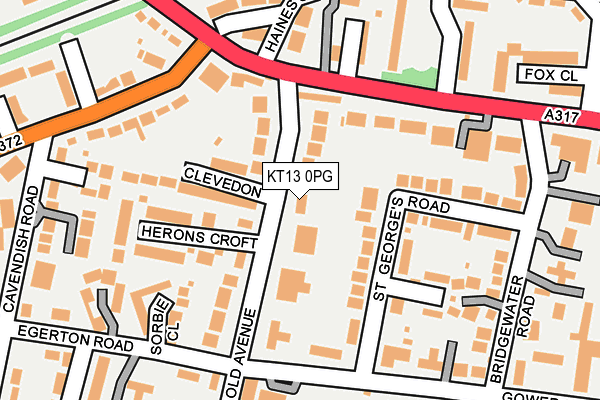KT13 0PG map - OS OpenMap – Local (Ordnance Survey)