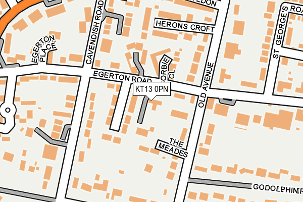 KT13 0PN map - OS OpenMap – Local (Ordnance Survey)