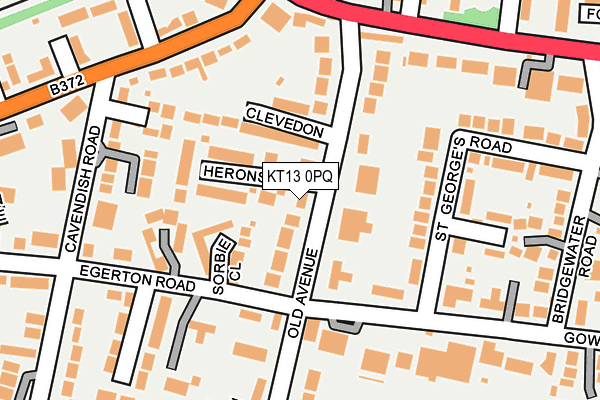 KT13 0PQ map - OS OpenMap – Local (Ordnance Survey)