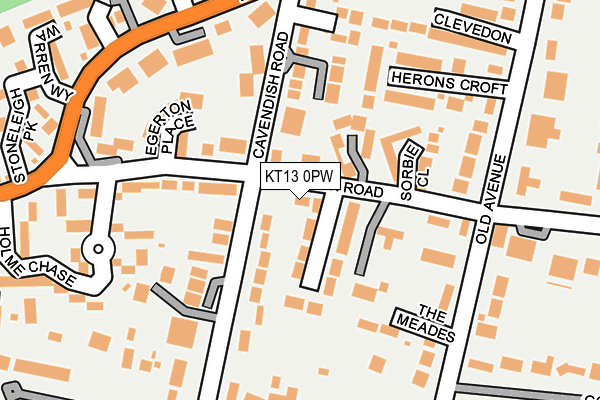 KT13 0PW map - OS OpenMap – Local (Ordnance Survey)