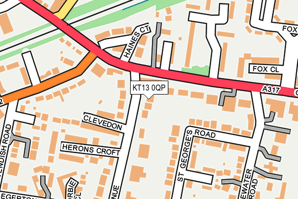 KT13 0QP map - OS OpenMap – Local (Ordnance Survey)