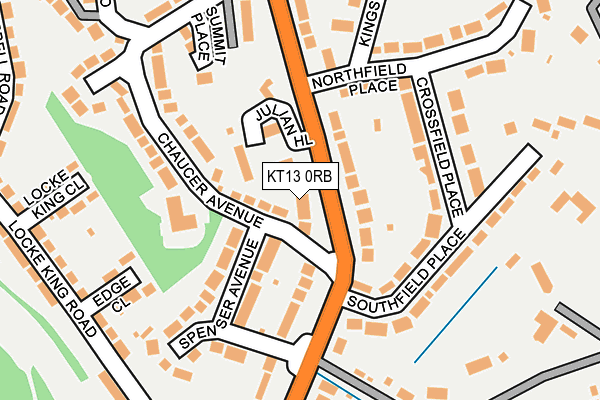 KT13 0RB map - OS OpenMap – Local (Ordnance Survey)