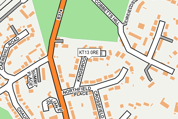 KT13 0RE map - OS OpenMap – Local (Ordnance Survey)