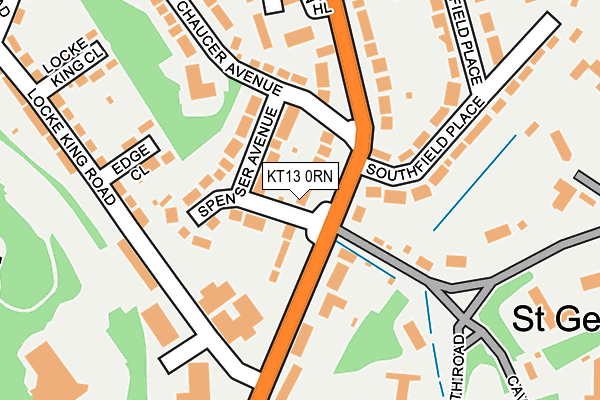KT13 0RN map - OS OpenMap – Local (Ordnance Survey)