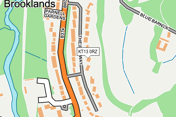 KT13 0RZ map - OS OpenMap – Local (Ordnance Survey)