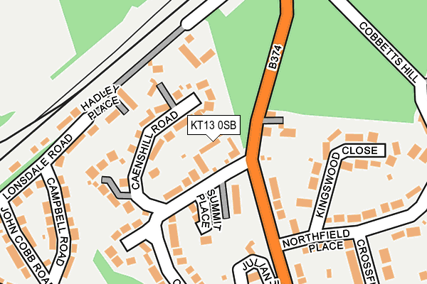 KT13 0SB map - OS OpenMap – Local (Ordnance Survey)