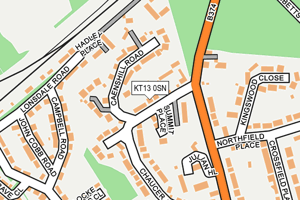 KT13 0SN map - OS OpenMap – Local (Ordnance Survey)