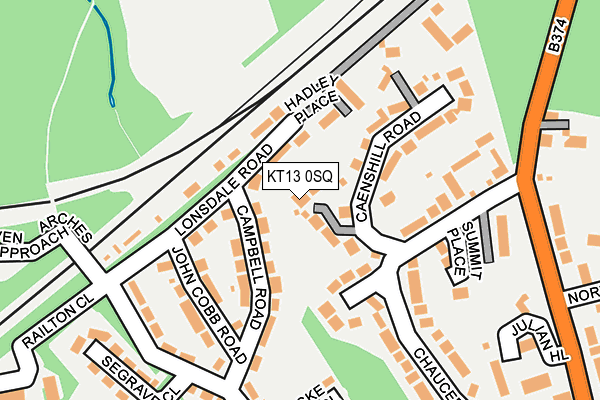 KT13 0SQ map - OS OpenMap – Local (Ordnance Survey)