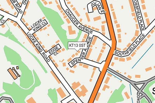 KT13 0ST map - OS OpenMap – Local (Ordnance Survey)
