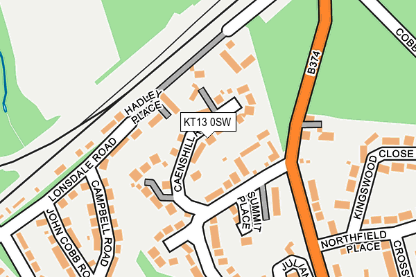 KT13 0SW map - OS OpenMap – Local (Ordnance Survey)