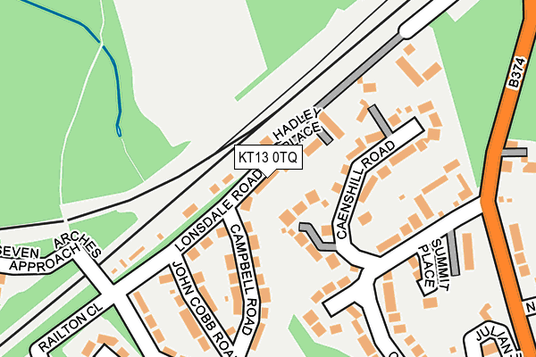 KT13 0TQ map - OS OpenMap – Local (Ordnance Survey)