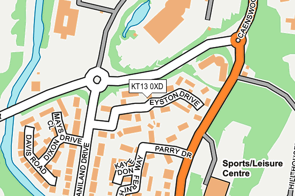 KT13 0XD map - OS OpenMap – Local (Ordnance Survey)