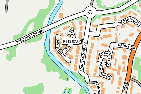 KT13 0XJ map - OS OpenMap – Local (Ordnance Survey)