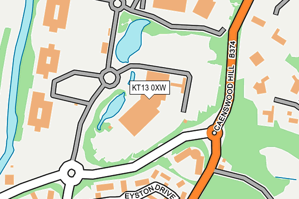 KT13 0XW map - OS OpenMap – Local (Ordnance Survey)