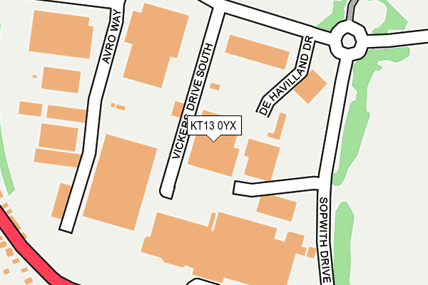 KT13 0YX map - OS OpenMap – Local (Ordnance Survey)