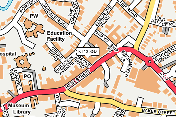 KT13 3GZ map - OS OpenMap – Local (Ordnance Survey)