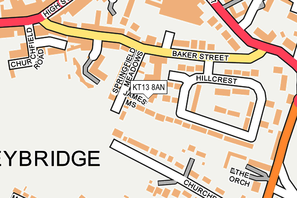 KT13 8AN map - OS OpenMap – Local (Ordnance Survey)