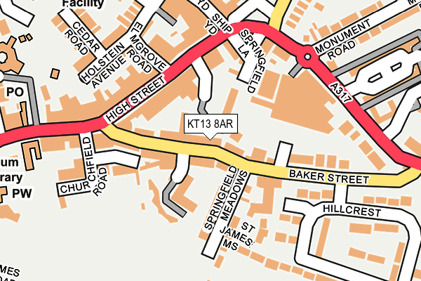 KT13 8AR map - OS OpenMap – Local (Ordnance Survey)