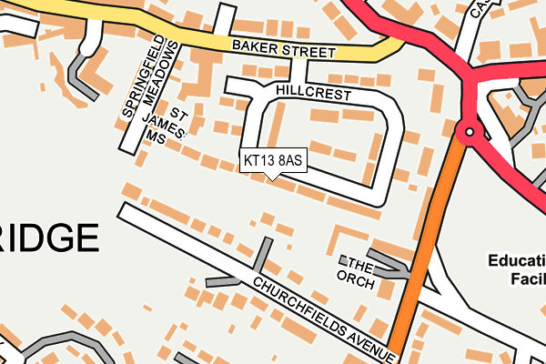 KT13 8AS map - OS OpenMap – Local (Ordnance Survey)