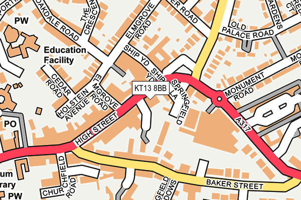 KT13 8BB map - OS OpenMap – Local (Ordnance Survey)