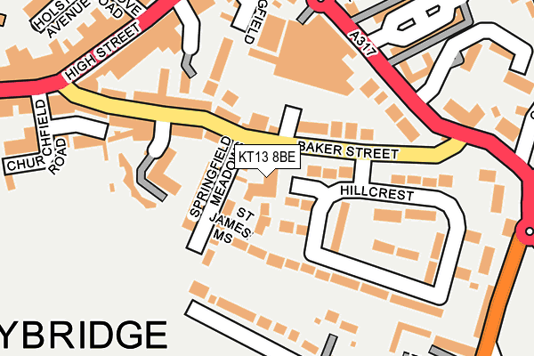 KT13 8BE map - OS OpenMap – Local (Ordnance Survey)