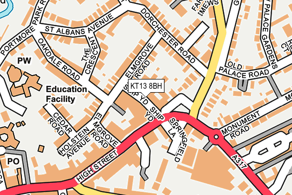 KT13 8BH map - OS OpenMap – Local (Ordnance Survey)