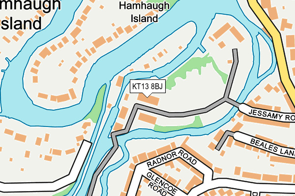 KT13 8BJ map - OS OpenMap – Local (Ordnance Survey)
