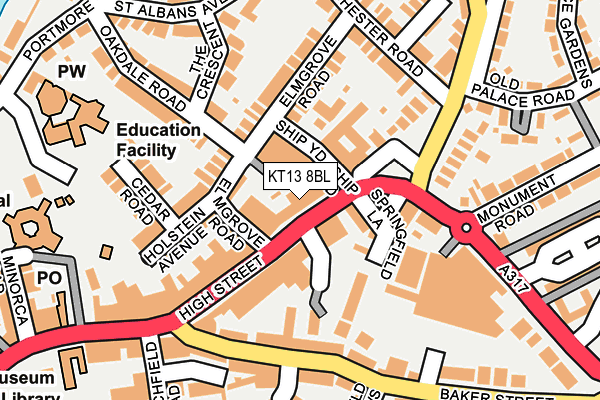 KT13 8BL map - OS OpenMap – Local (Ordnance Survey)