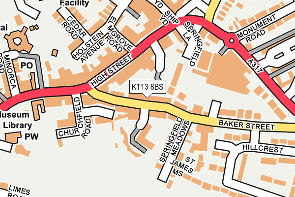 KT13 8BS map - OS OpenMap – Local (Ordnance Survey)