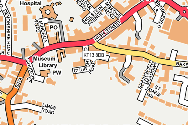 KT13 8DB map - OS OpenMap – Local (Ordnance Survey)