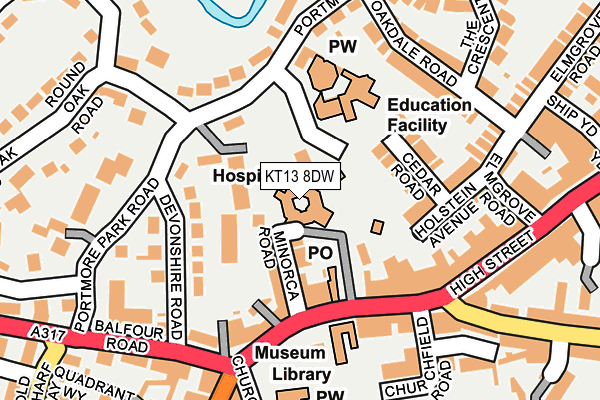 KT13 8DW map - OS OpenMap – Local (Ordnance Survey)