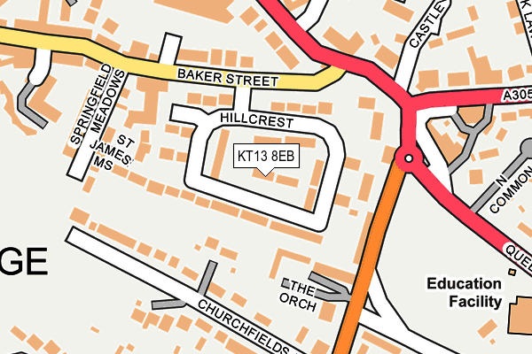 KT13 8EB map - OS OpenMap – Local (Ordnance Survey)