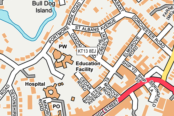KT13 8EJ map - OS OpenMap – Local (Ordnance Survey)