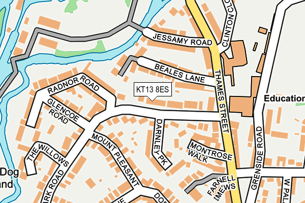 KT13 8ES map - OS OpenMap – Local (Ordnance Survey)