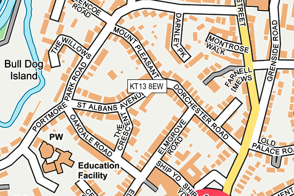 KT13 8EW map - OS OpenMap – Local (Ordnance Survey)