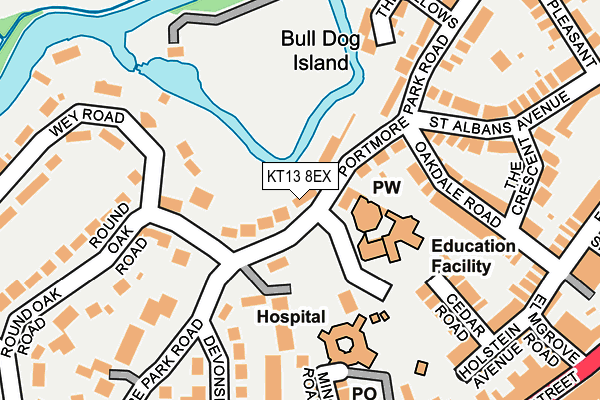 KT13 8EX map - OS OpenMap – Local (Ordnance Survey)