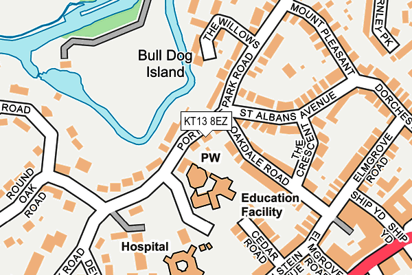 KT13 8EZ map - OS OpenMap – Local (Ordnance Survey)