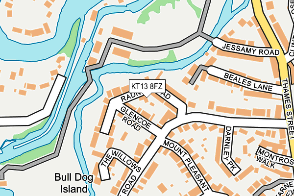 KT13 8FZ map - OS OpenMap – Local (Ordnance Survey)