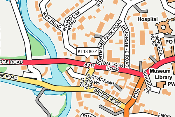 KT13 8GZ map - OS OpenMap – Local (Ordnance Survey)