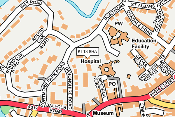 KT13 8HA map - OS OpenMap – Local (Ordnance Survey)