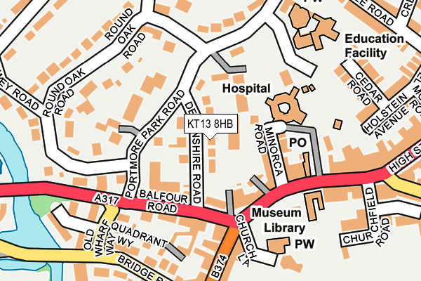 KT13 8HB map - OS OpenMap – Local (Ordnance Survey)
